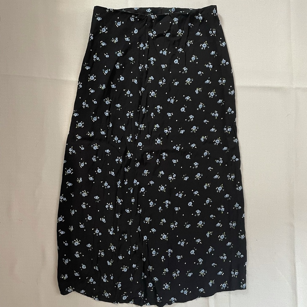 Brandy Melville blue floral midi skirt